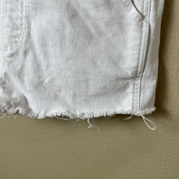 MADEWELL White Denim Shorts Overalls Size Small Raw Hem - Picture 3 of 11